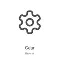 gear icon vector from basic ui collection. Thin line gear outline icon vector illustration. Linear symbol for use on web and