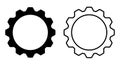 Gear icons. Black gear wheel icons. Gear setting vector icon set. Isolated black gears mechanism and cogwheel. Vector illustration Royalty Free Stock Photo