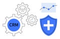 CRM Process with Analytics, Team Collaboration, and Data Security Elements Royalty Free Stock Photo