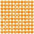 100 gear icons set orange Royalty Free Stock Photo