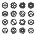 Gear icons set. Vector transmission cog wheels and gears isolated on white background Royalty Free Stock Photo