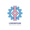 Gear industrial logo template design. Business factory sign. Cogwheel symbol. SEO icon. Vector illustration