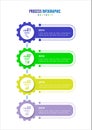 Vector template of gear infographic in 4 steps, vertical style
