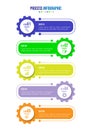 Vector template of gear infographic in 5 steps, also with icon and text banner Royalty Free Stock Photo