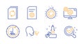 Gear, Innovation and Update document icons set. Breathing exercise, File settings and Settings signs. Vector