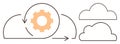 Cloud Computing Process with Gear Icon Symbolizing Automation and Data Synchronization Royalty Free Stock Photo