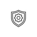 Gear inside Shield line icon