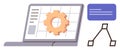 Gear on Laptop Screen Representing Workflow Automation and Process Optimization Royalty Free Stock Photo
