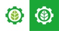 Gear leaf logo icon design, eco industry logo concept, organic factory symbol