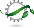 Gear and Leaves, Plant, Mechanic and Locksmith Logo Royalty Free Stock Photo