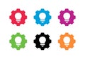 Gear and light bulb logo set, simple collection of cogwheel and lamp, vector icon illustration design Royalty Free Stock Photo