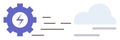 Gear with Lightning Bolt and Cloud Representing Cloud Computing and Energy Transfer Royalty Free Stock Photo
