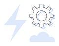 Gear with Lightning Bolt and Cloud Representing Innovation, Energy, and Cloud Engineering Royalty Free Stock Photo