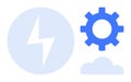 Gear, Lightning, and Cloud Representing Technology, Energy, and Cloud Computing Concepts Royalty Free Stock Photo