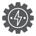 Gear with lightning glyph icon, ecology and energy