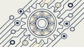 Gear-like Element within Digital Network Lines, vector design Generative AI Royalty Free Stock Photo