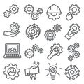 Gear line icons set on white background