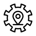 Gear location vector thin line icon Royalty Free Stock Photo