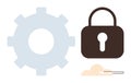 Gear, Lock, and Cloud Representing Security Settings and Data Protection in Technology Royalty Free Stock Photo