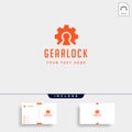 gear lock logo design protect industry vector icon isolated