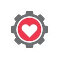 Gear love logo icon design template elements, heart and cogwheel symbol Royalty Free Stock Photo