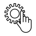 Gear machine work with hand indexing line style icon