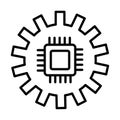 Gear machine work with processor line style icon