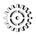 Gear machinery symbol isolated cartoon in black and white
