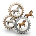 A gear made by three gharries, displayed against a clean white background