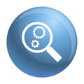 Gear on magnify glass icon, simple style Royalty Free Stock Photo