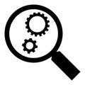 Gear on magnify glass icon, simple style Royalty Free Stock Photo