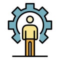 Gear man recruitment icon color outline vector Royalty Free Stock Photo