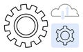 Gear mechanism with cloud storage and synchronization concept in a minimalist design Royalty Free Stock Photo