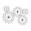 Gear mechanism consisting of cogwheels. Logo, symbol, icon. Vector illustration.