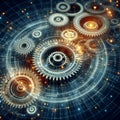 Gear Mechanism Hologram Interlocking gears rotating smoothly sho