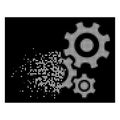 Bright Disintegrating Dot Halftone Gear Mechanism Icon