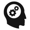 Gear memory change icon simple vector. Mind intellect
