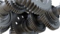 Gear metal wheels close-up. 3D ollustration