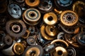 Gear metal wheels, industrial background. Generative AI