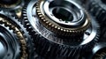 Gear metal wheels, part of machine, production, close-up, Generated AI