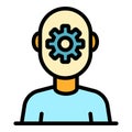 Gear mind life skill icon color outline vector