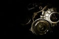 Gear motor cars on black background Royalty Free Stock Photo