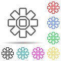 gear multi color style icon. Simple thin line, outline vector of web icons for ui and ux, website or mobile application Royalty Free Stock Photo