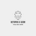 gear octopus logo vector sea industry line icon sign symbol isolated