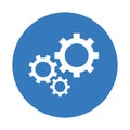 Gear, options, preferences icon. Blue color design