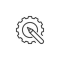 Gear with Pencil line icon Royalty Free Stock Photo
