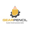 Gear pencil vector logo template