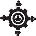 Gear people icon on white background. managemen sign. teamwork management symbol. flat style