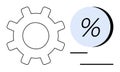 Gear and Percentage Symbol with Two Horizontal Lines Representing Functionality and Analytics