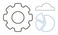 Gear, Pie Chart, and Cloud Technology, Data Analysis, and Cloud Computing Concepts Royalty Free Stock Photo